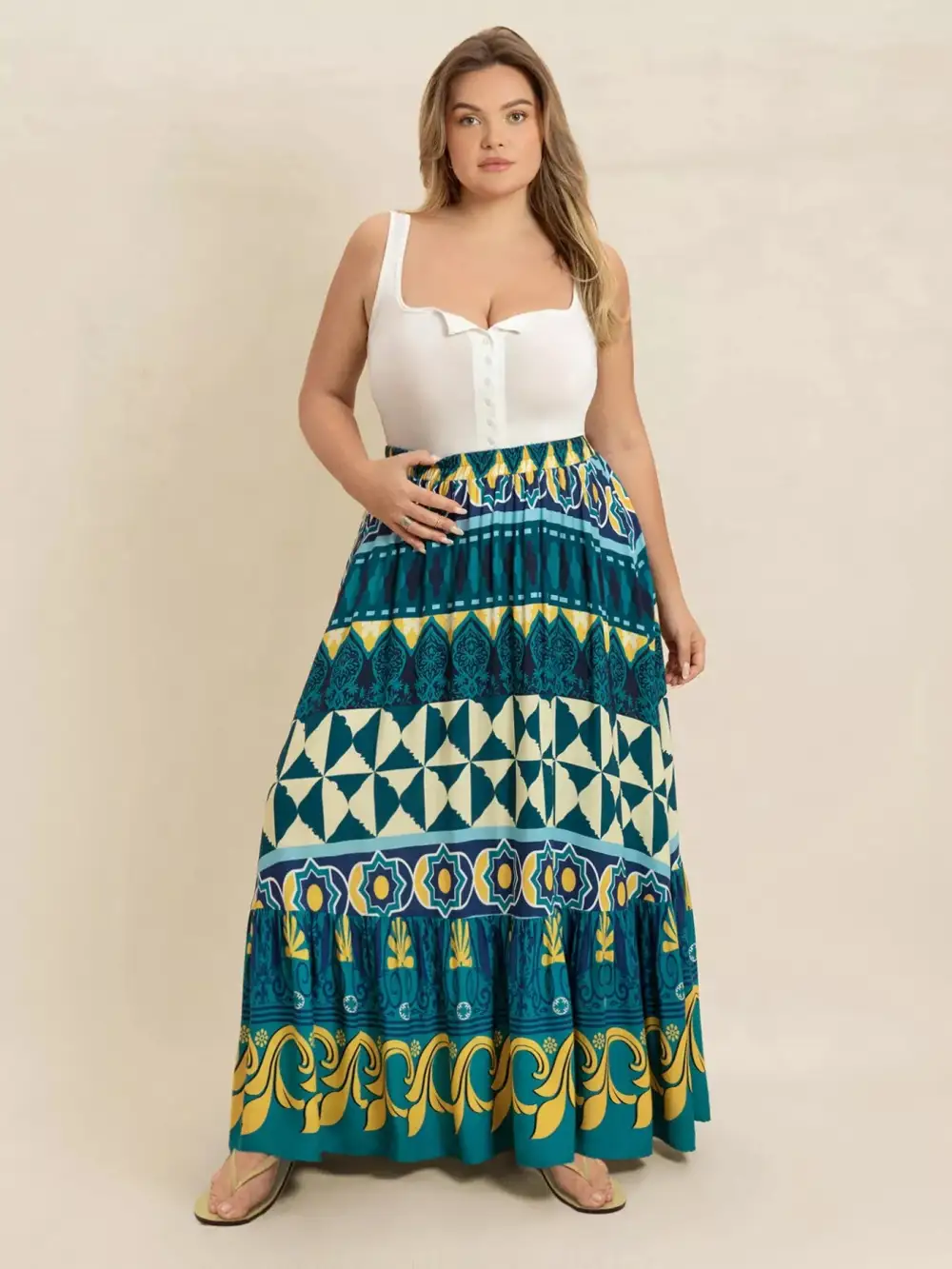 Smart Printed Maxi Skirt