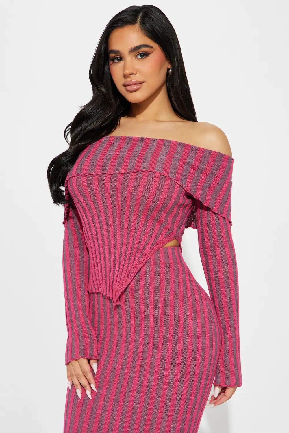 Elena Sweater Skirt Set - Fuchsia