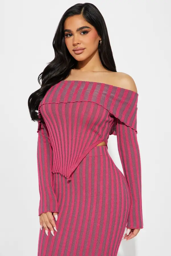Elena Sweater Skirt Set - Fuchsia