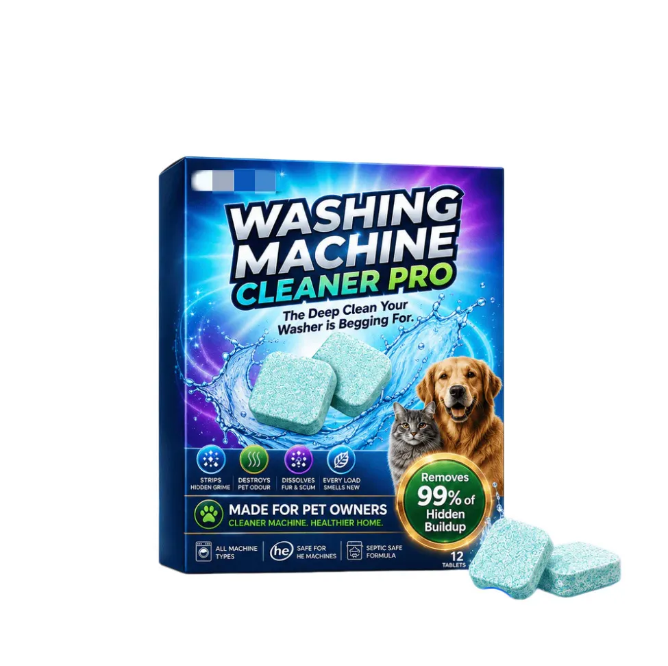 Washing Machine Cleaner Tablets for Pet Hair & Odor Removal, Deep Clean for Front-Load & Top-Load Washers
