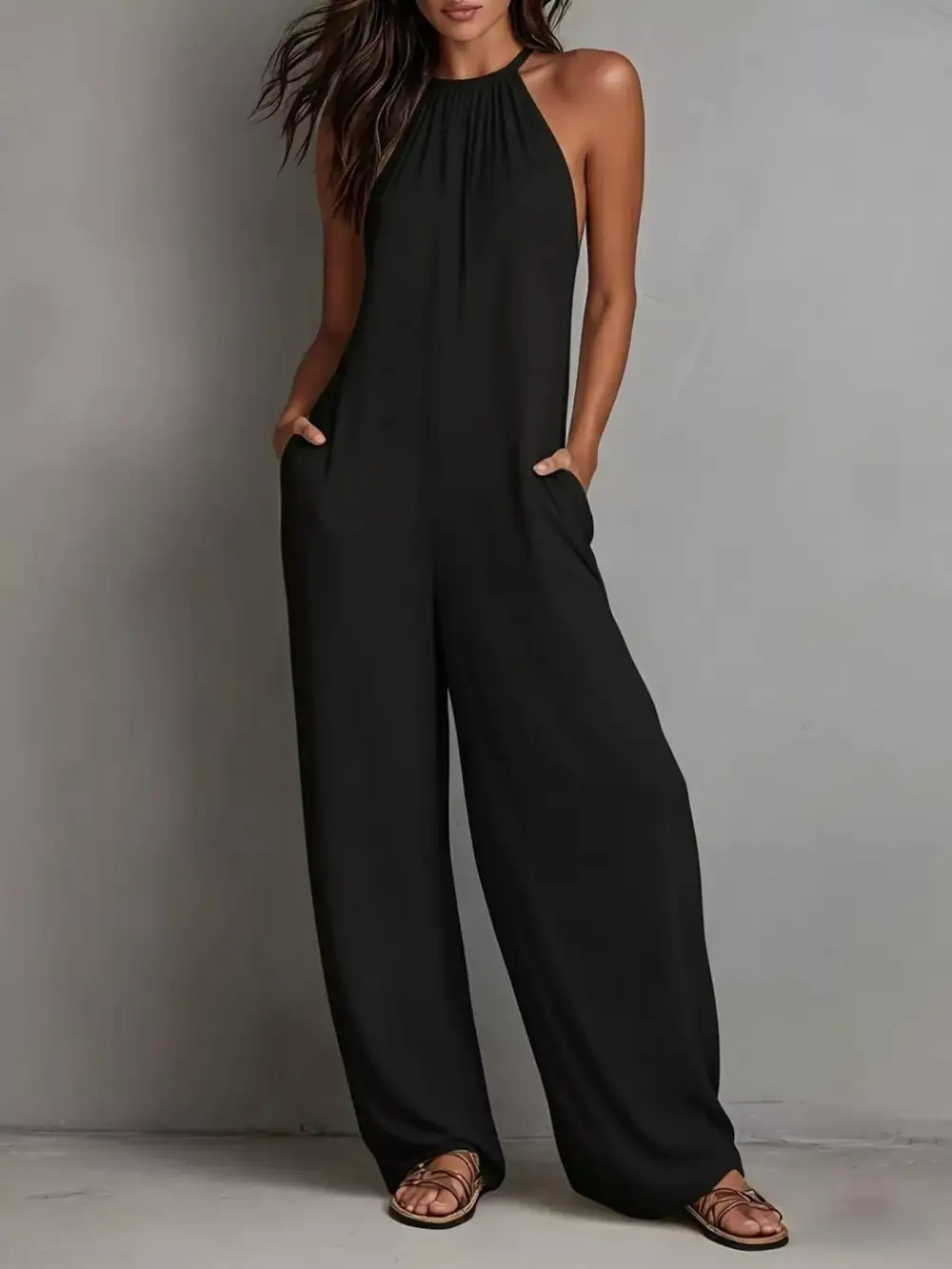 Classic Wide Leg Sleeveless Jumpsuit