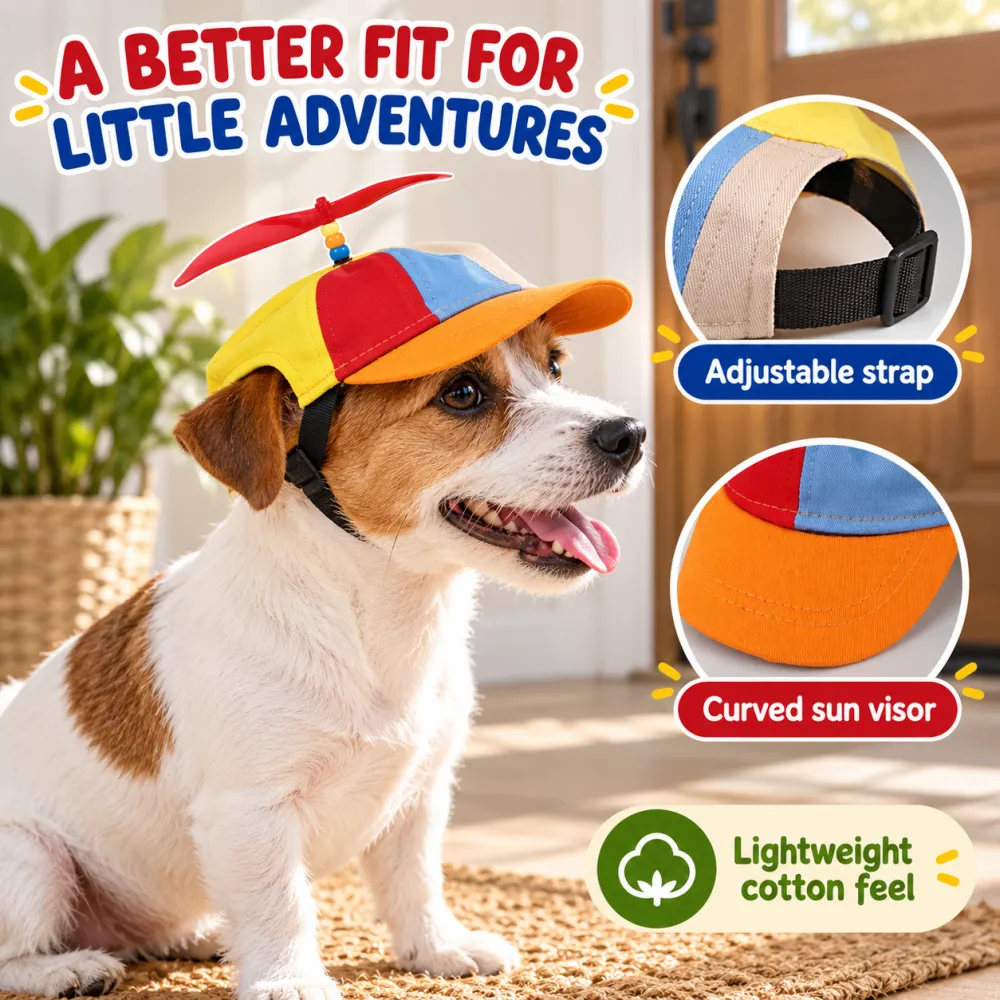 Pet Dog Hat Color-Block Baseball Cap Cat Teddy Headwear Bamboo Dragonfly Visor Cap