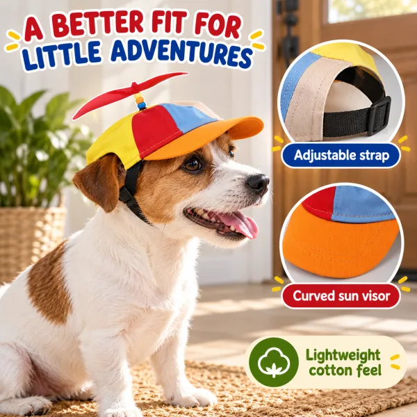 Pet Dog Hat Color-Block Baseball Cap Cat Teddy Headwear Bamboo Dragonfly Visor Cap