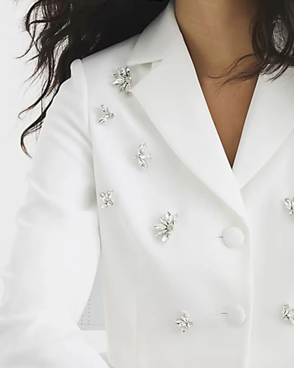 Fashionable Diamond-Studded Women's Short Suit Jackets