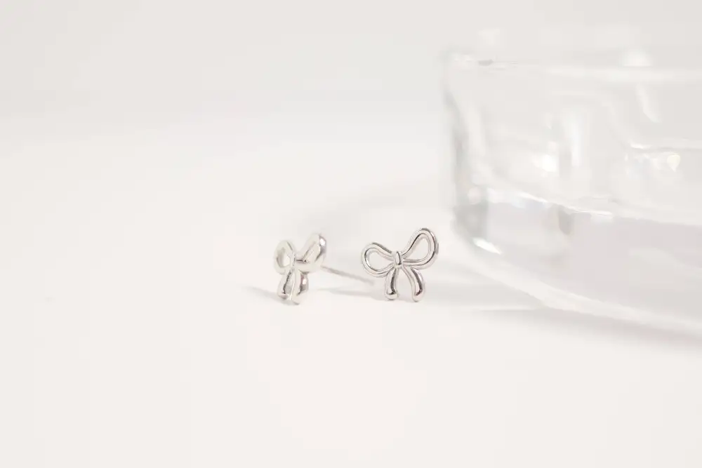 Stainless Steel Bow Stud Earrings