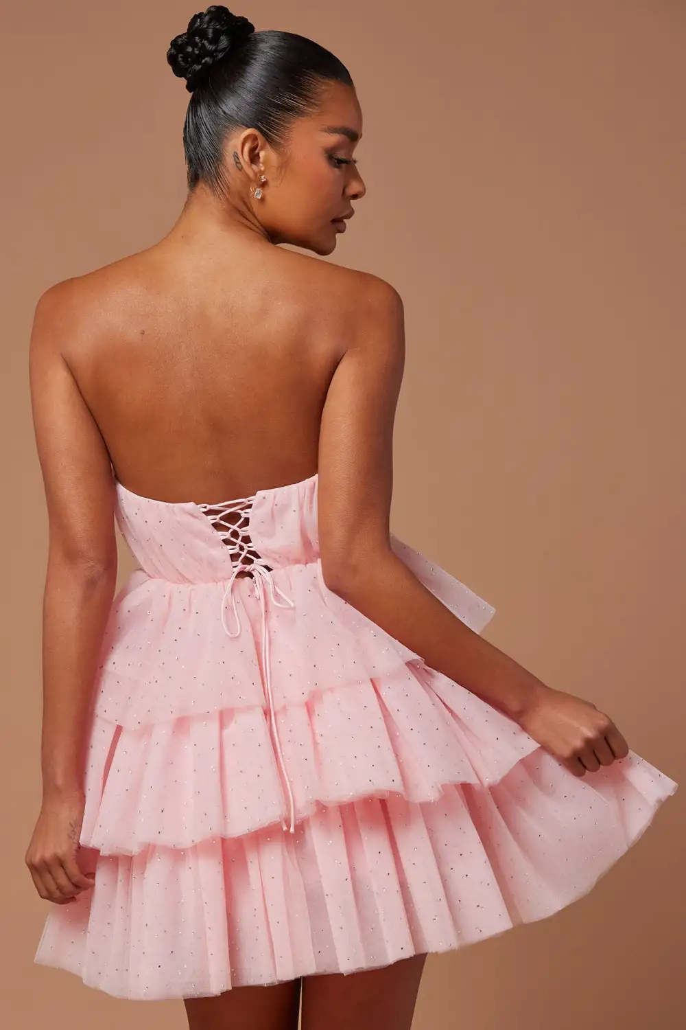 Isabel Tulle Glitter Mini Dress - Pink