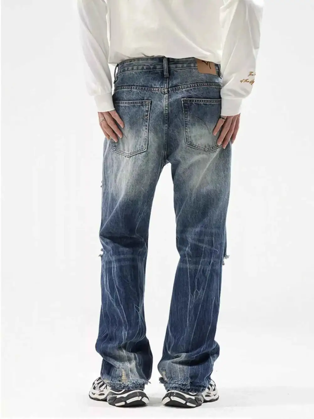 Easywear Distressed Wide Leg Jeans