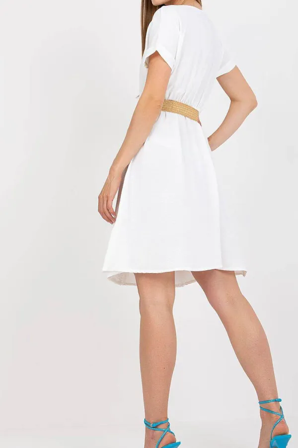Cotton Wrap Front Belted Casual Dress
