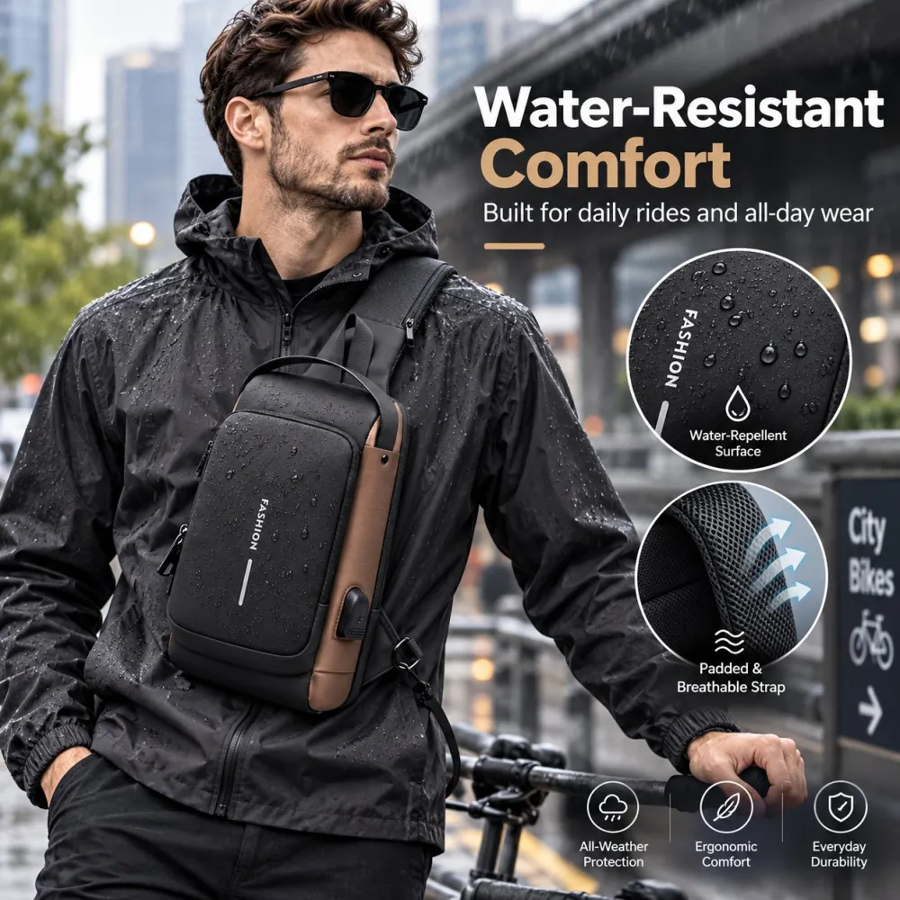 Anti-Theft Smart Sling Bag | Built-in USB Charging & Secure Combination Lock