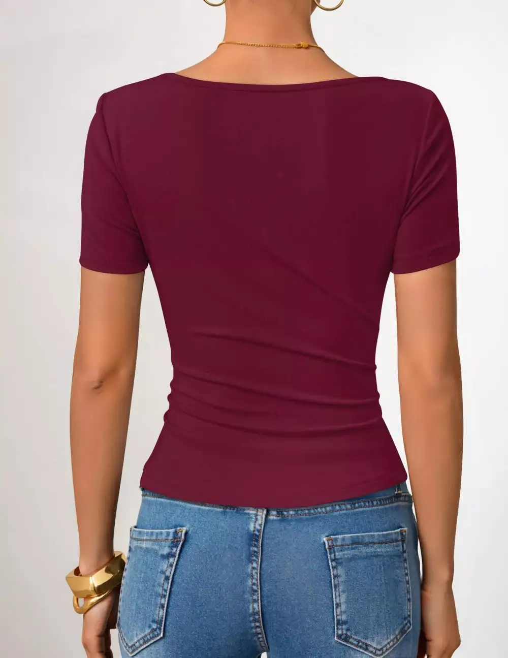 Asymmetrical Neckline Fitted T Shirt