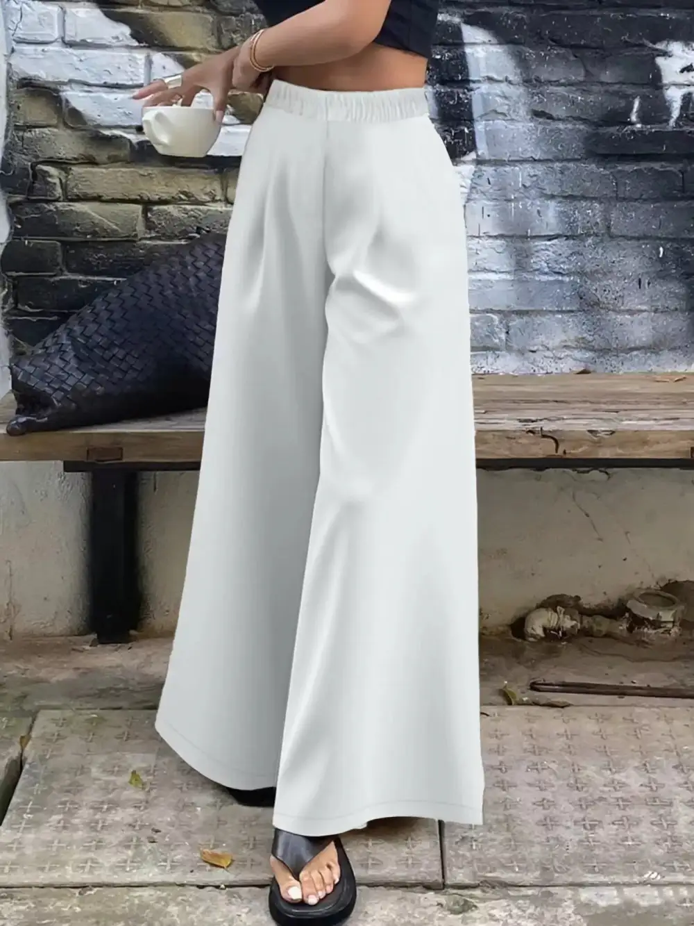 Everyday Elastic Waist Wide Leg Pants