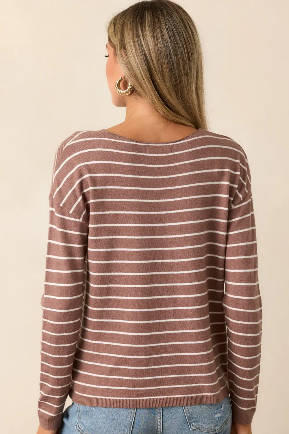 Unapologetically You Light Mocha Stripe Sweater Top