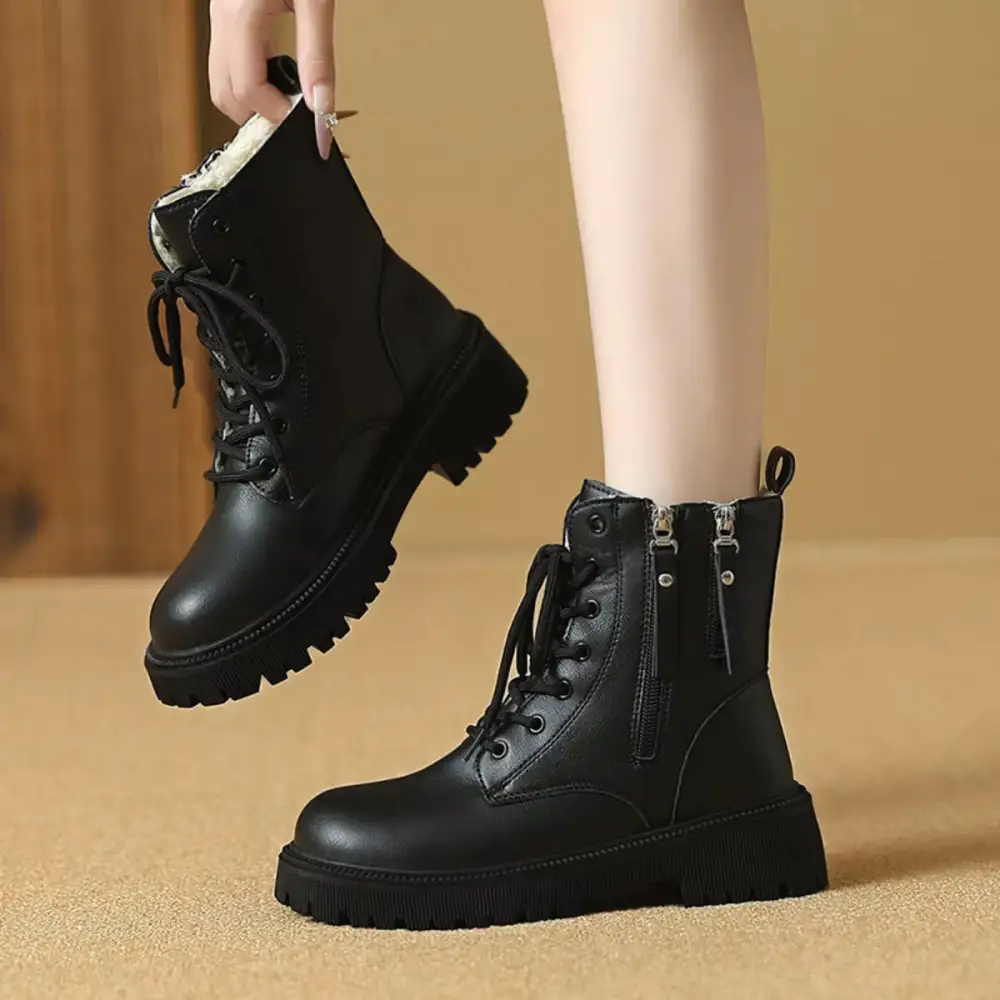 Refined Lace-Up Ankle Combat Boots