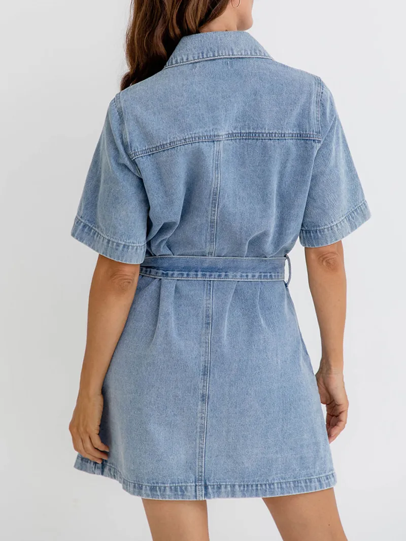 Denim Mini Dress - Light Wash