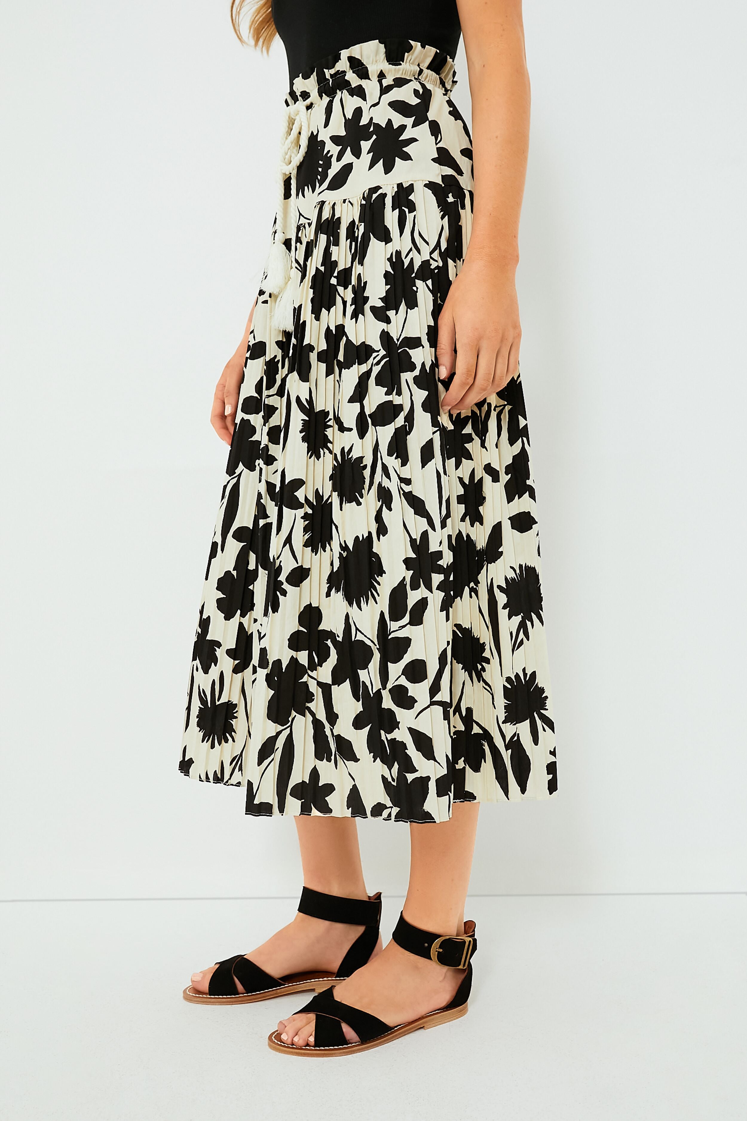 Exclusive Ivory Floral Midi Skirt