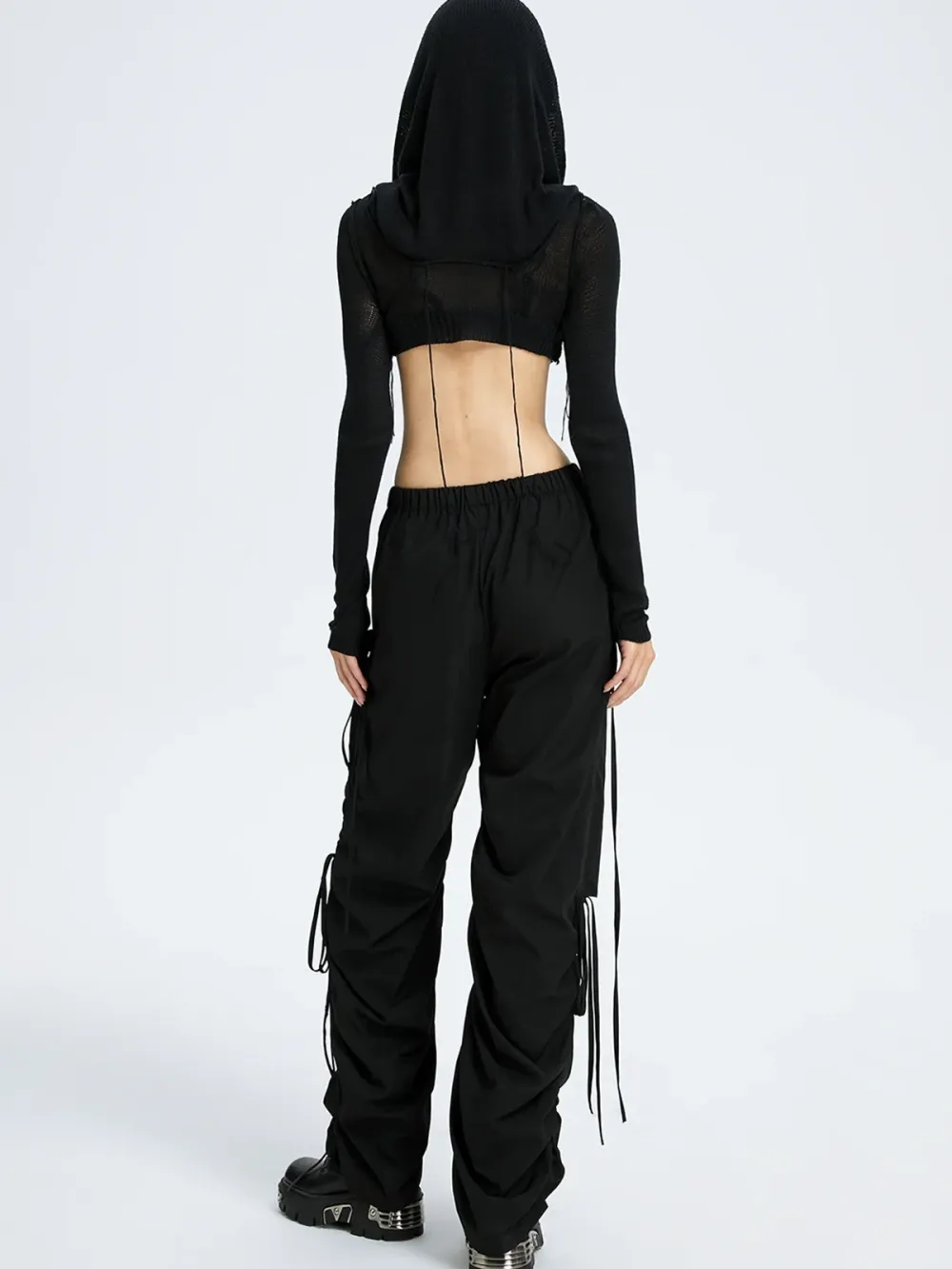 Black Hooded Cut Out Top Sweater