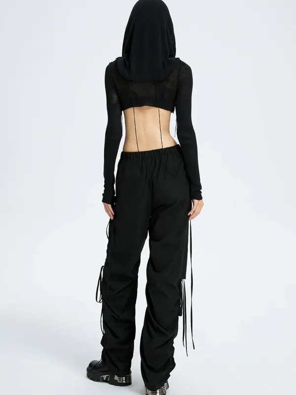 Black Hooded Cut Out Top Sweater