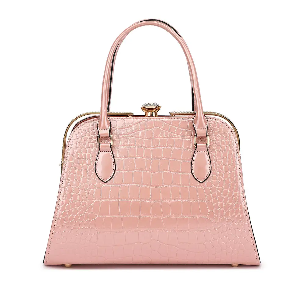 Croco Patent Satchel Bag