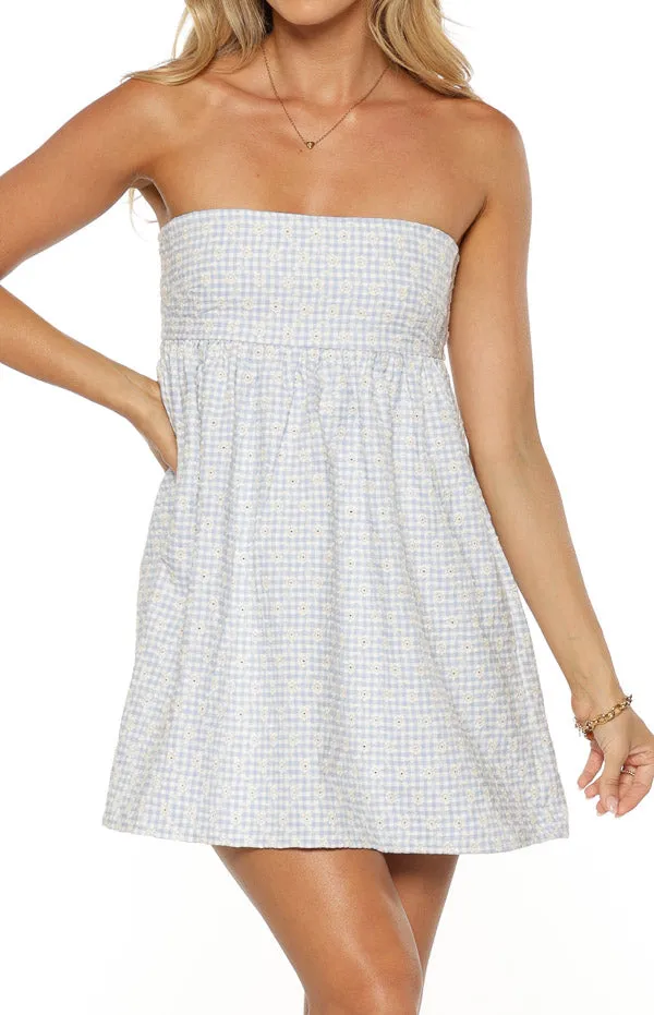 Strapless Gingham Mini Dress