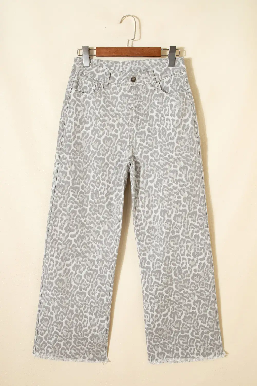 Everyday Wide Leg High Waist Frayed Leopard Jeans