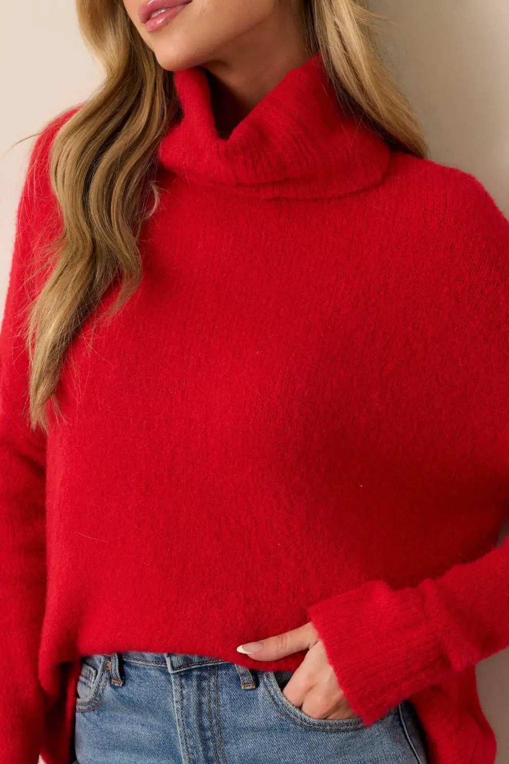 Say Anything Red Turtleneck Sweater