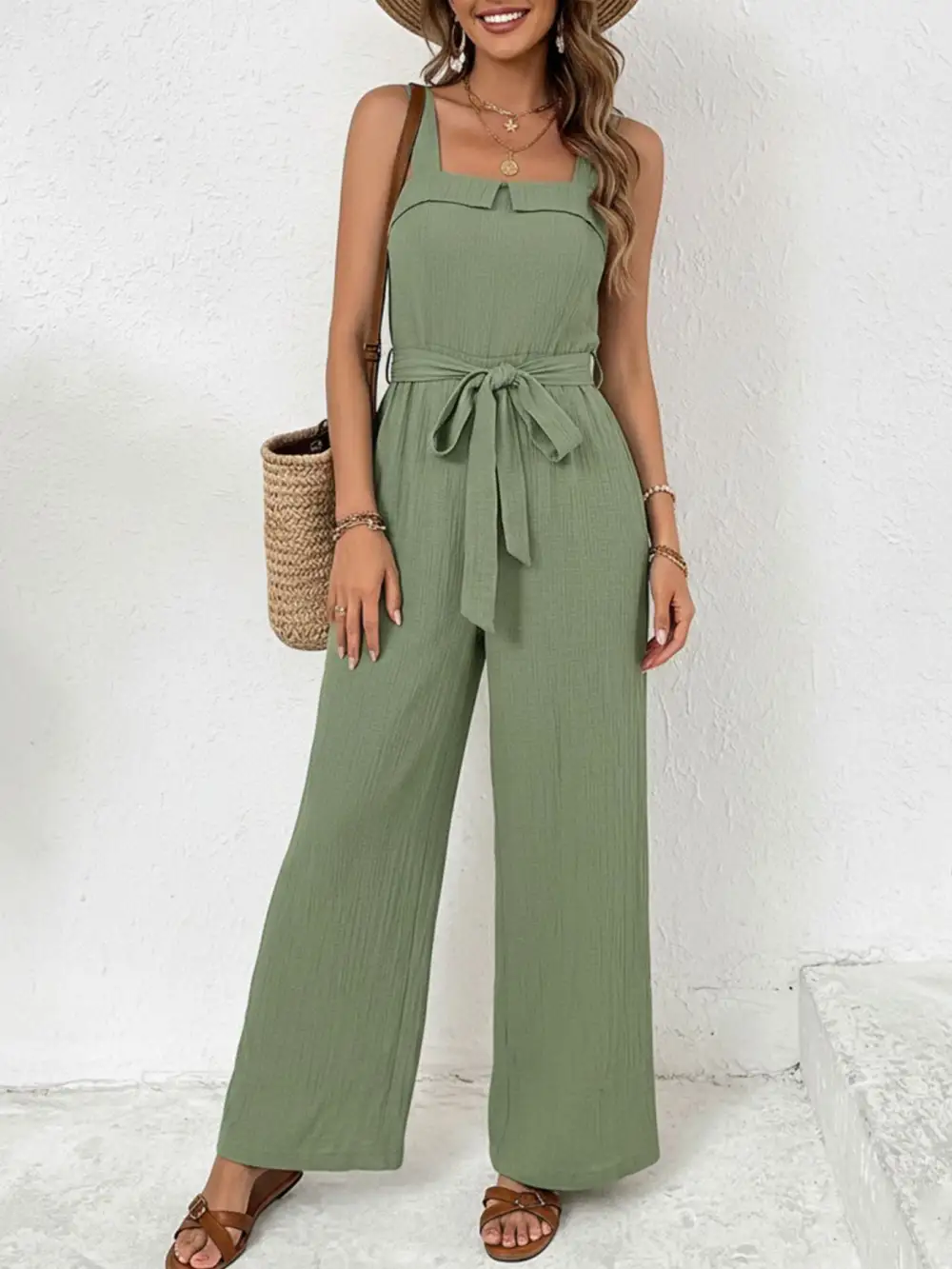 Modern Wide Leg Tie Jumpsuit
