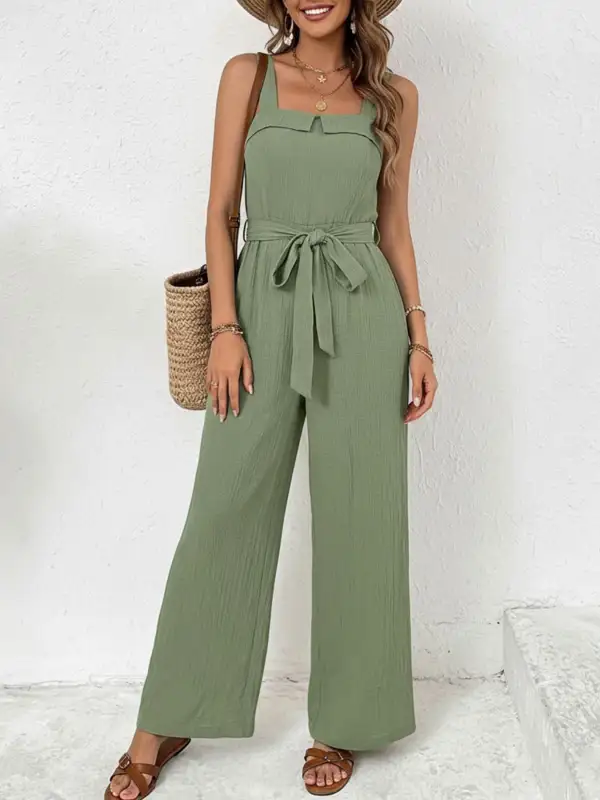 Modern Wide Leg Tie Jumpsuit