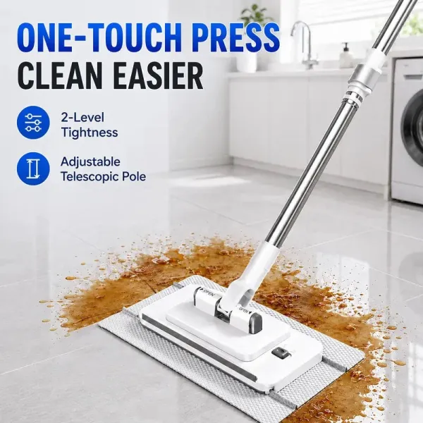 ✨ Slim Flat Floor Mop – 360° Flexible Wet & Dry Cleaning