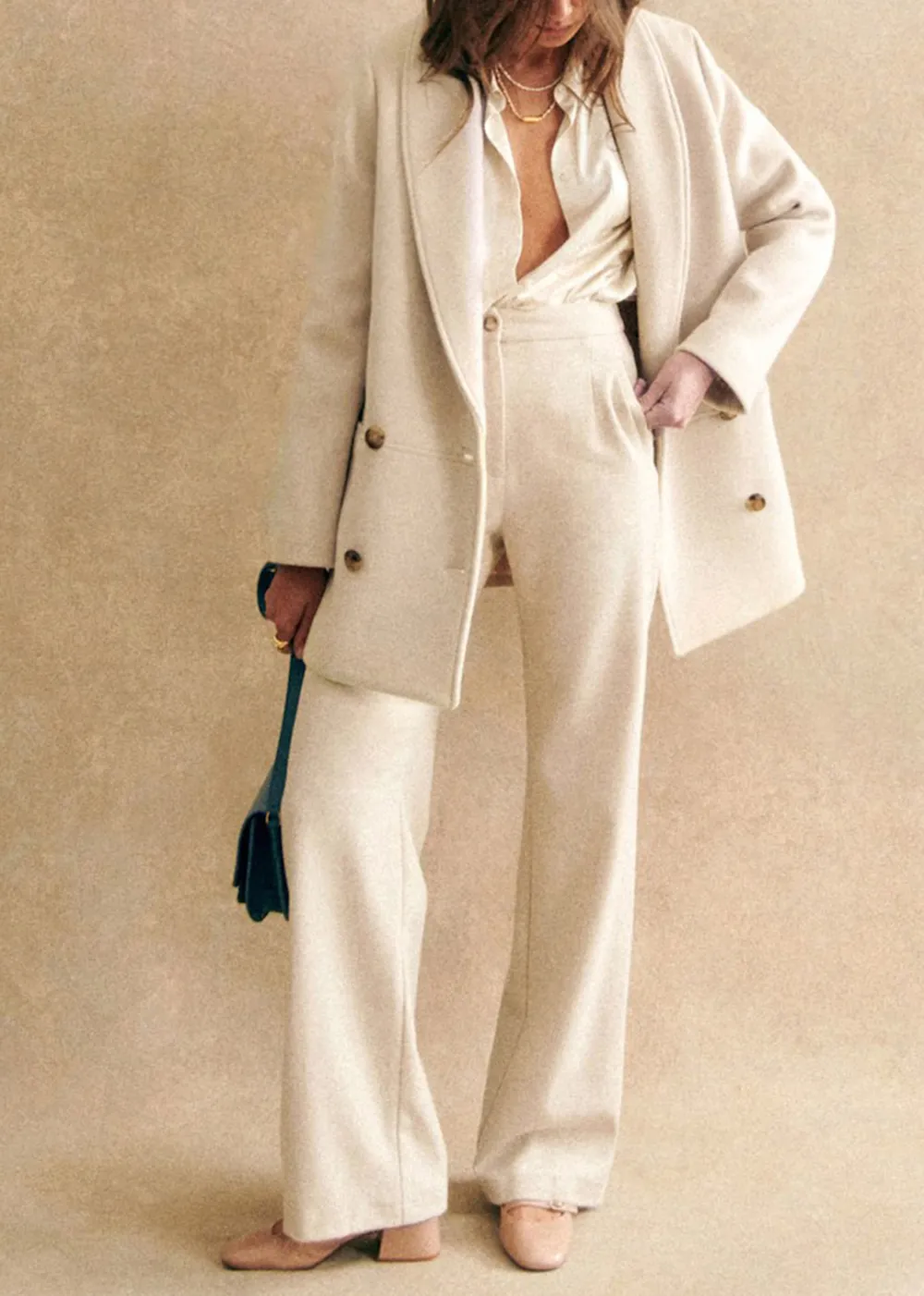 Sand Cropped Shawl Collar Coat