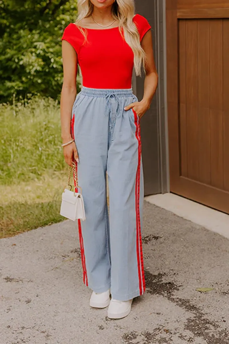 Playful Casual Anti-Wrinkle Elastic Waist Trousers