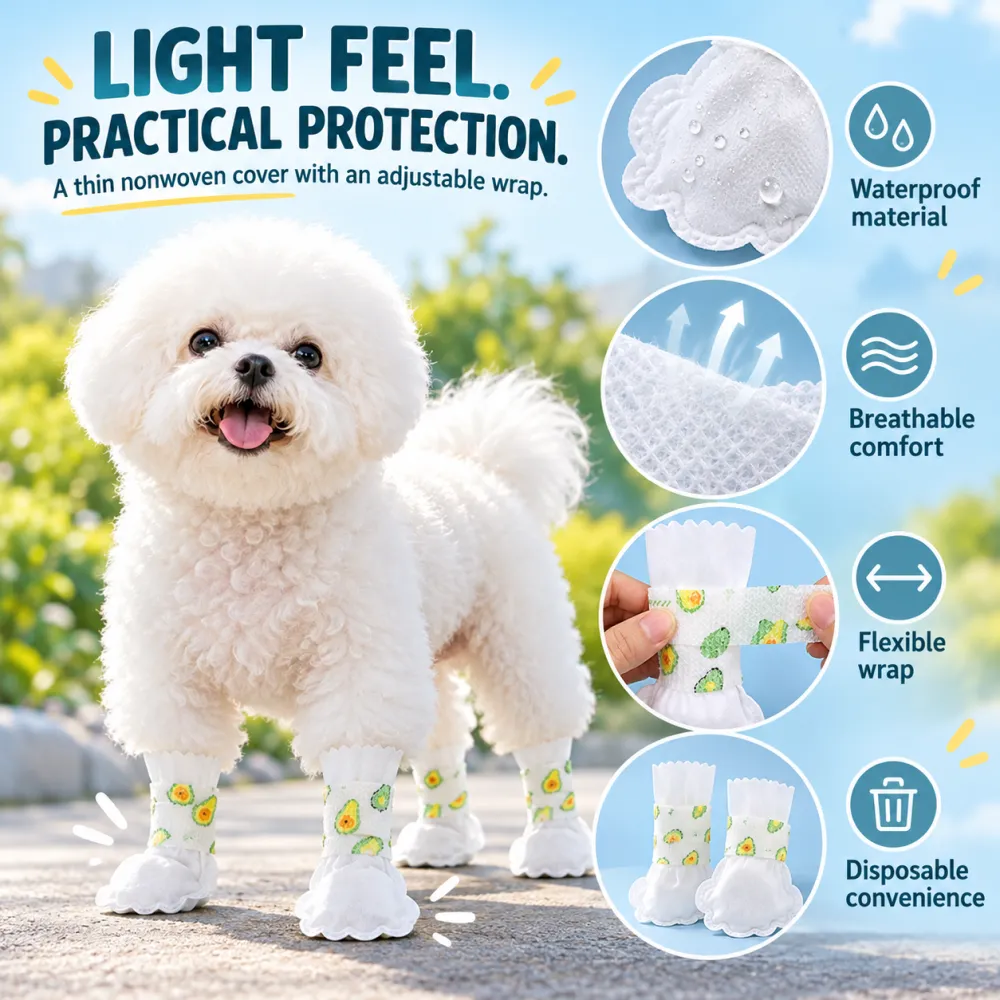Disposable Pet Booties Outdoor Non-Woven Dog Leg Covers Waterproof Anti-Slip No-Wash Dog Shoes Pet Footwear