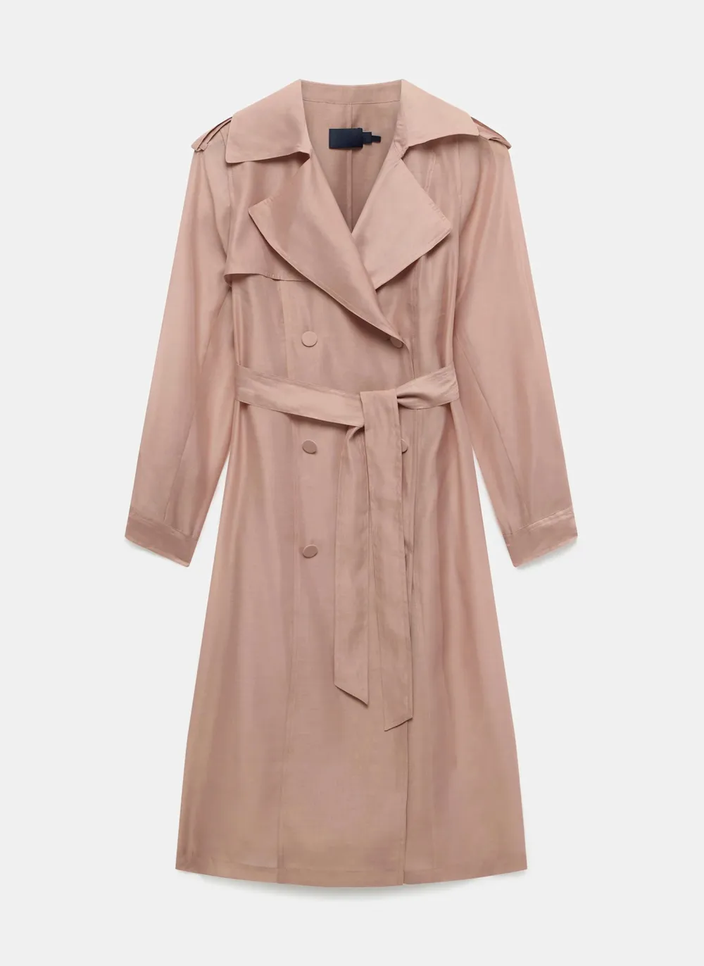Casual Style Pink Sheer Organza Trench Coat