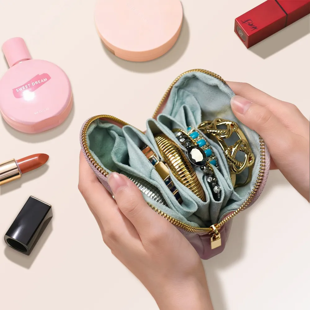 2-in-1 Detachable Magnetic Blue Jewelry Box Organizer with Lid & Double-Layer Pouch – Travel Storage for Necklaces, Crystal Bracelets, Rings, Earrings – Perfect for Wedding Prep, Bridesmaid Gifts, Gym Workouts, Meditation