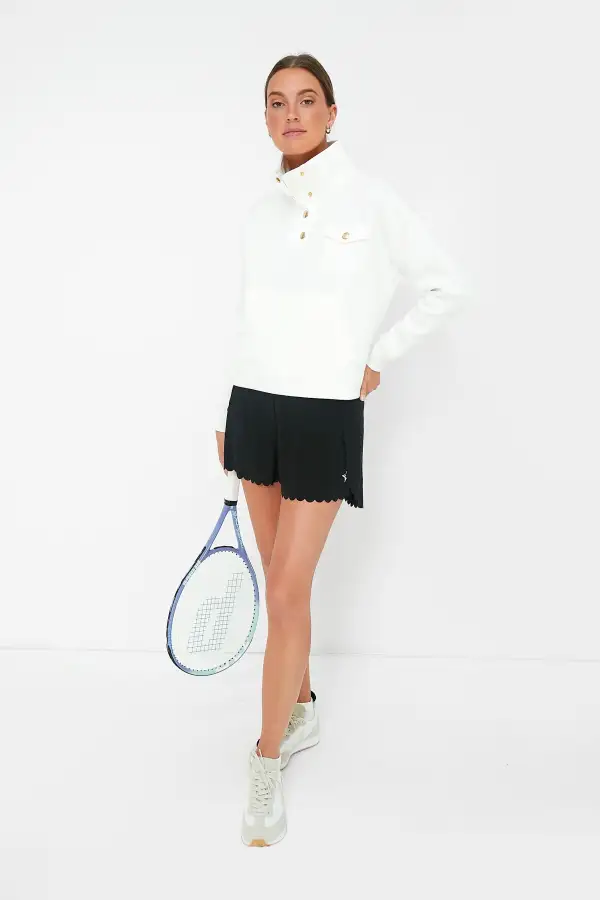 White Snap Neck Bailey Pullover