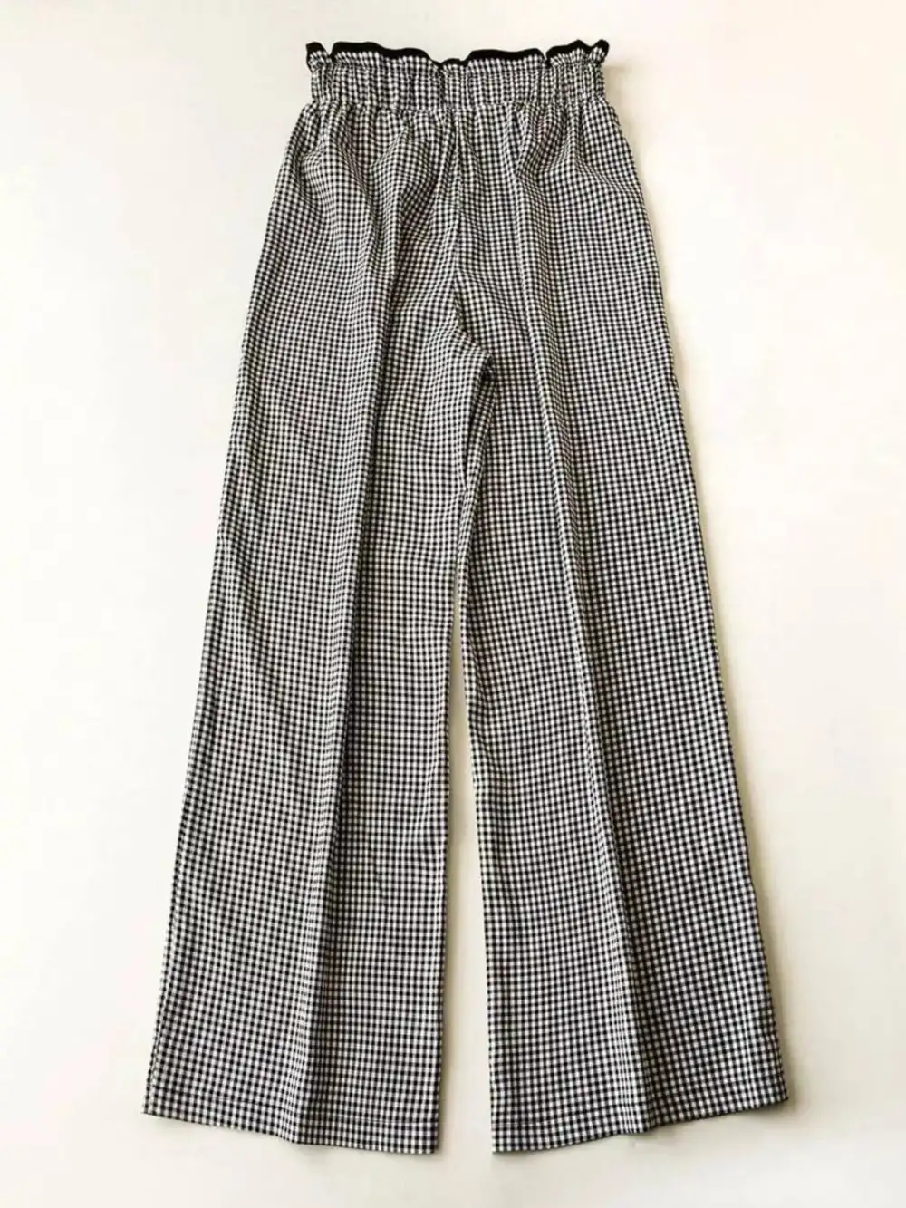 Gingham High Waisted Wide Leg Pants