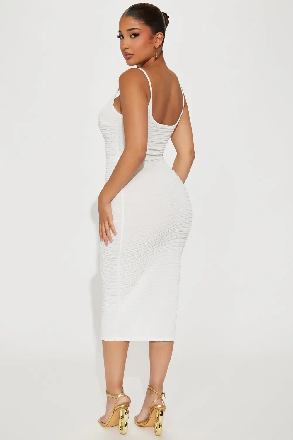 Sunshine Textured Midi Dress - Off White