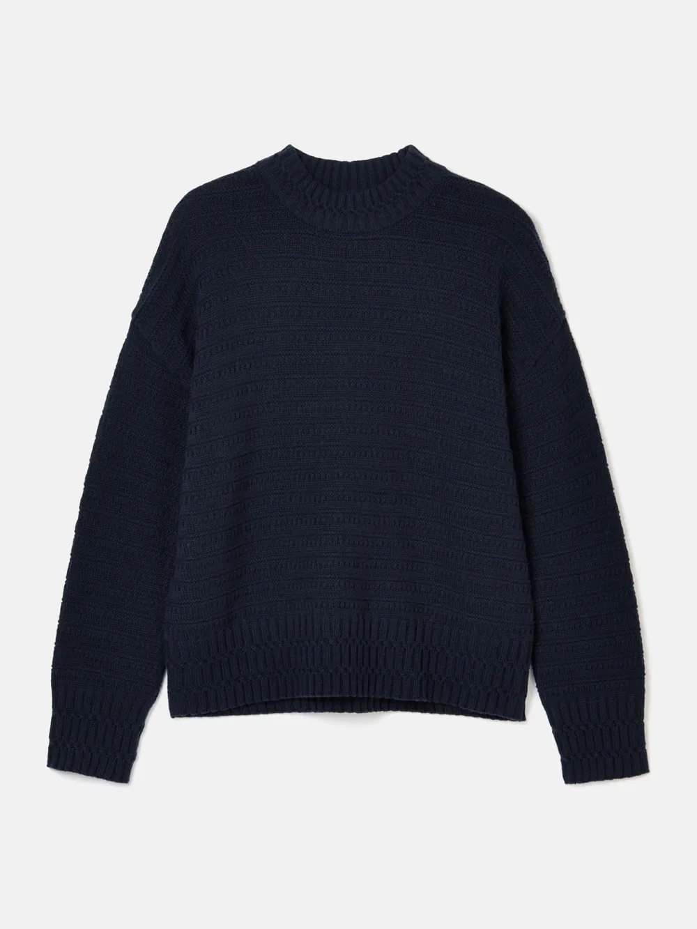 Cream Crew Neck Textured Jumper Contains Merino Wool