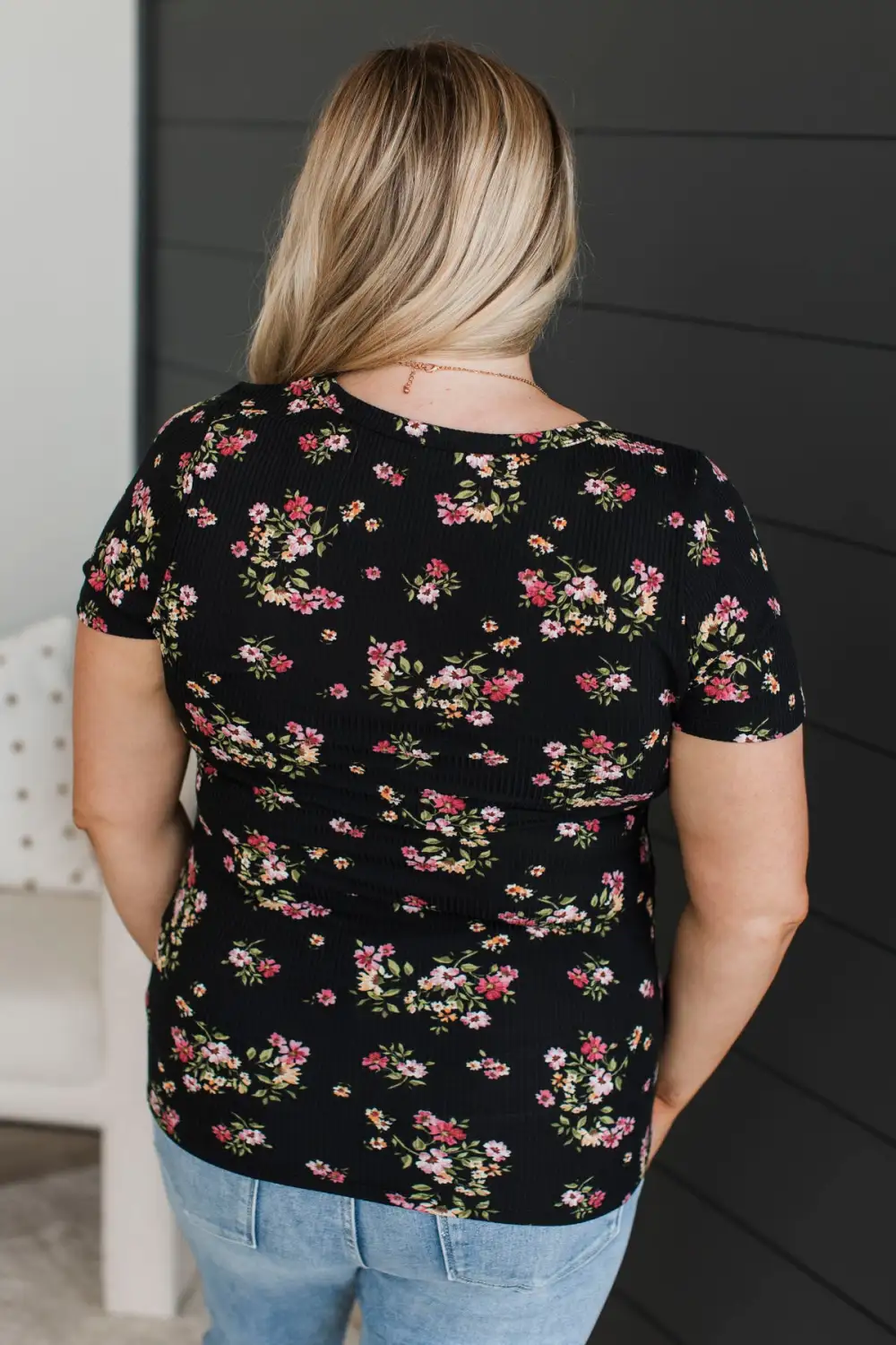 Got Me Good Short Sleeve Floral Top- Black