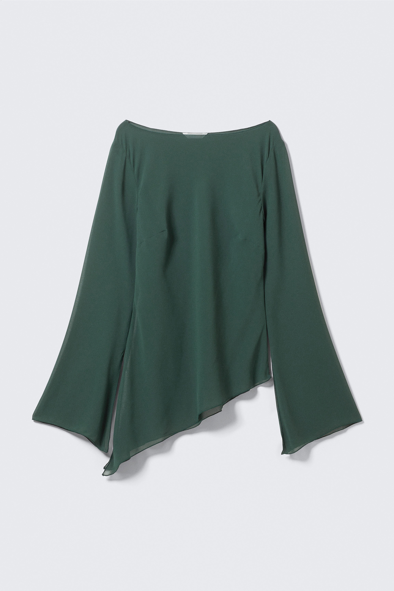 Asymmetric Hem Long Sleeve Blouse