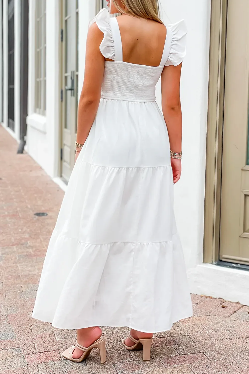 White Suspender Long Dress