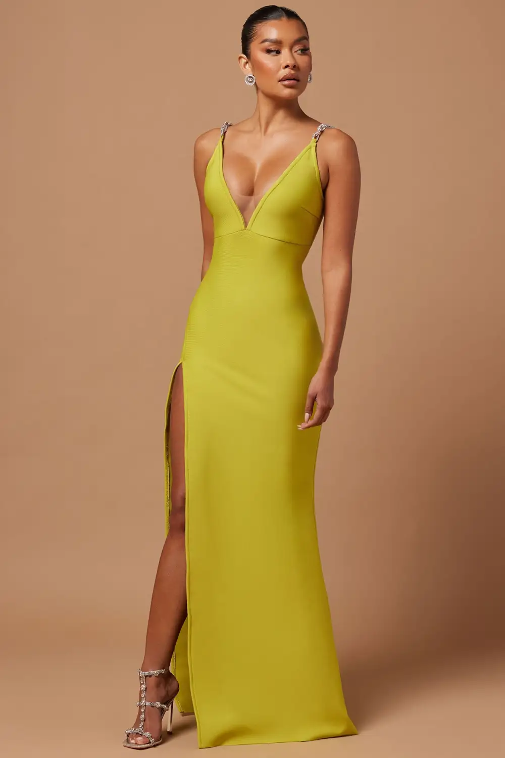 Addison Bandage Gown - Chartreuse