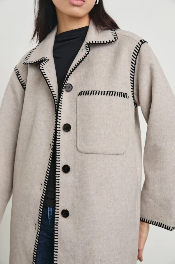 Contrasting-Color Sewn Wool Women's Jacket