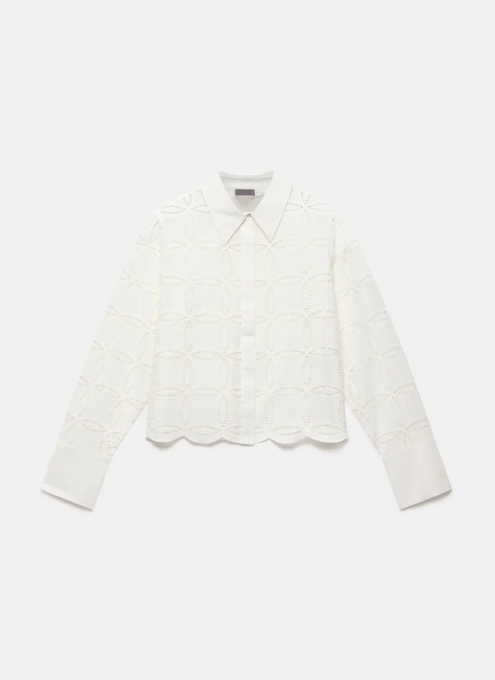 Casual Style Broderie Cropped Shirt
