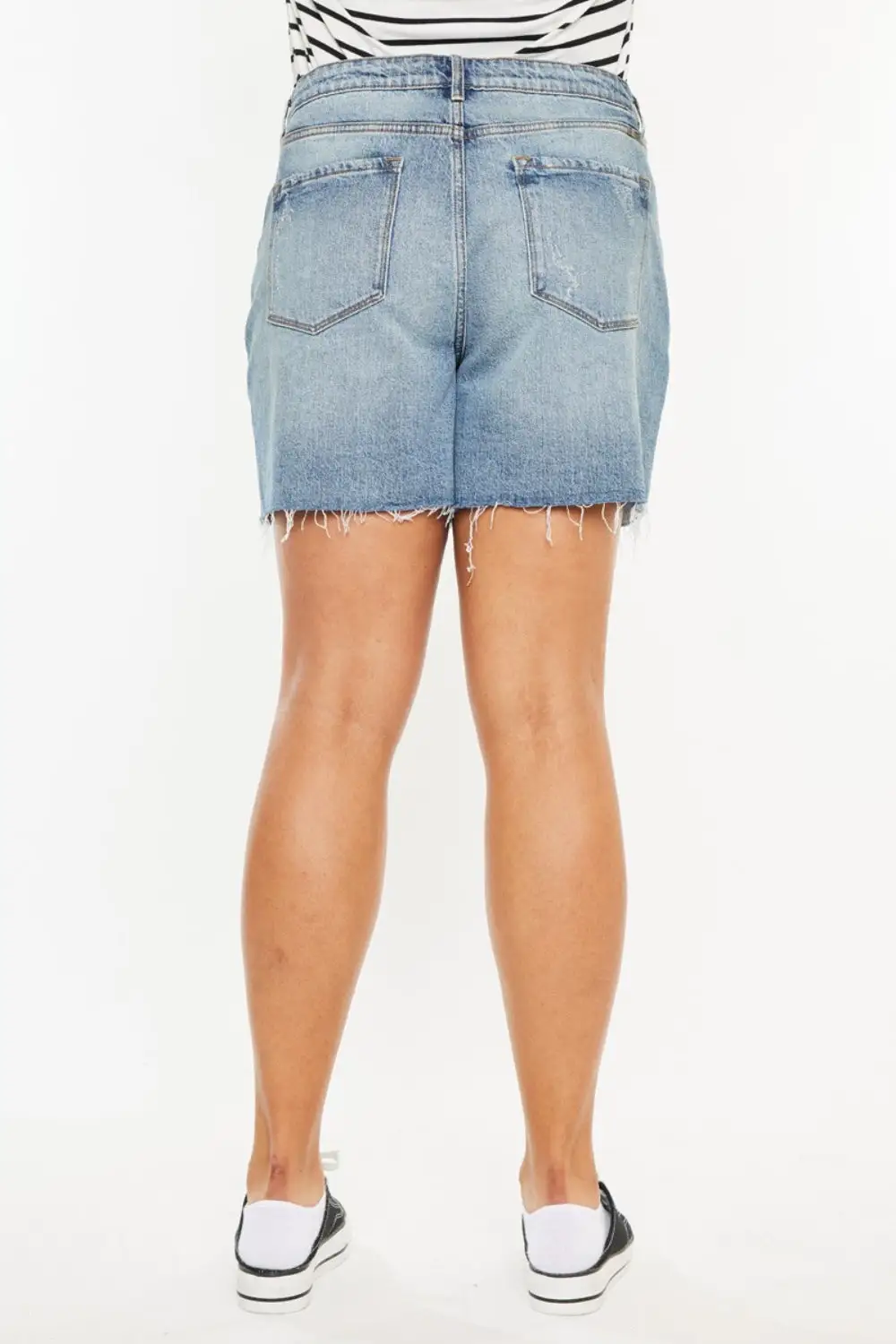 Textured Simple Raw Hem Shorts