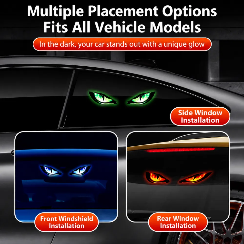 Car LED Wireless Solar Devil Eye Triangle Window Decorative Light Interior Ambient Light No Wiring Needed