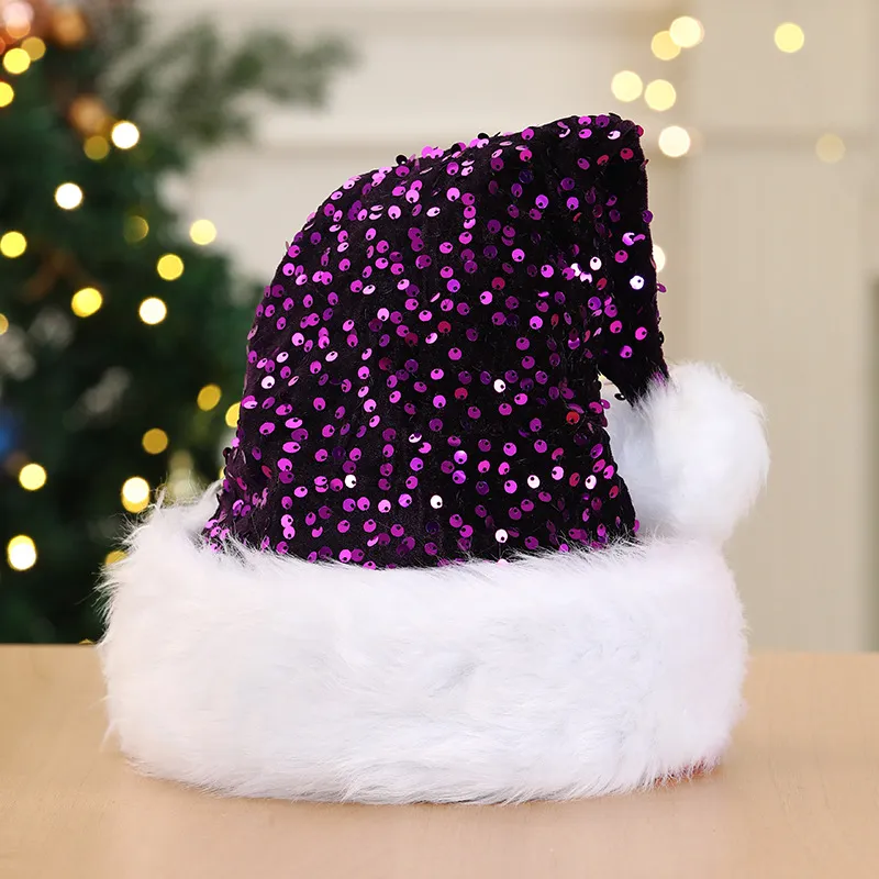 Christmas decorative hat, double-layered sequined hat, Shanghai-style beanie, extra thick long beanie, 32*45CM