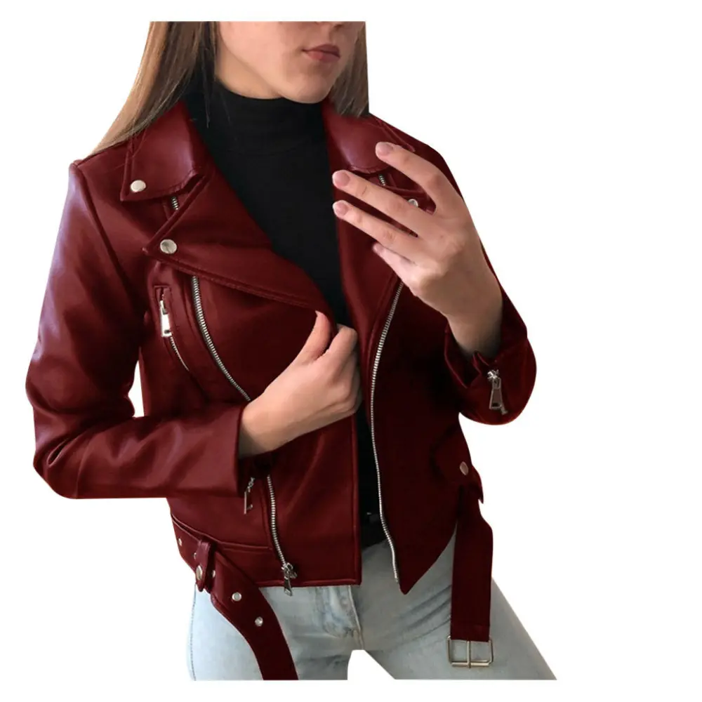 Korean Style Cropped Faux Leather Jacket