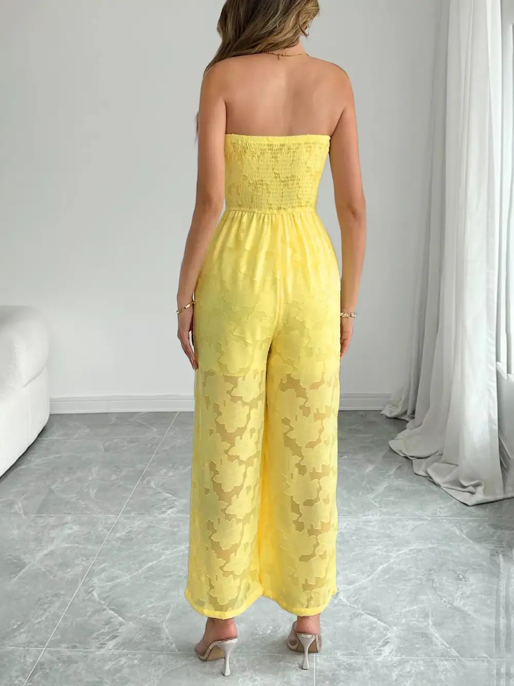 Lace Smocked Jumpsuit