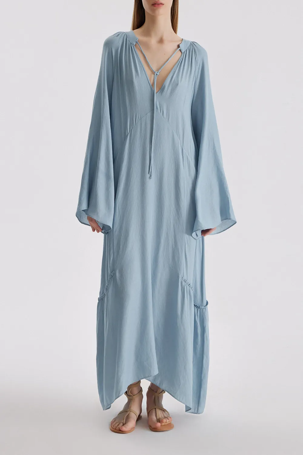 Long Sleeve Maxi Dress-Blue