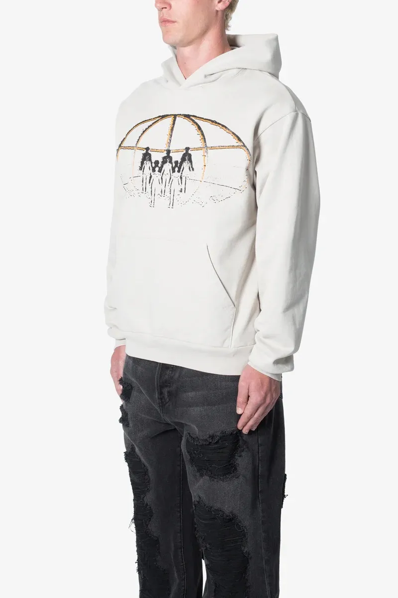 LIGHT GREY COLORED EMBROIDERED HOODIE